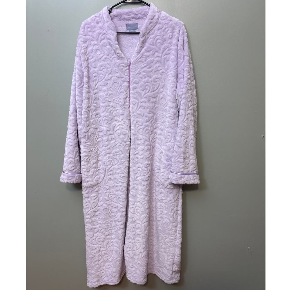 LAURA SCOTT Women's Lavender Plush Robe size XL - full zipper